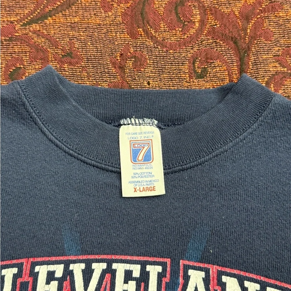 90s Logo 7 Cleveland Indians Crewneck Sweater - Picture 2 of 9